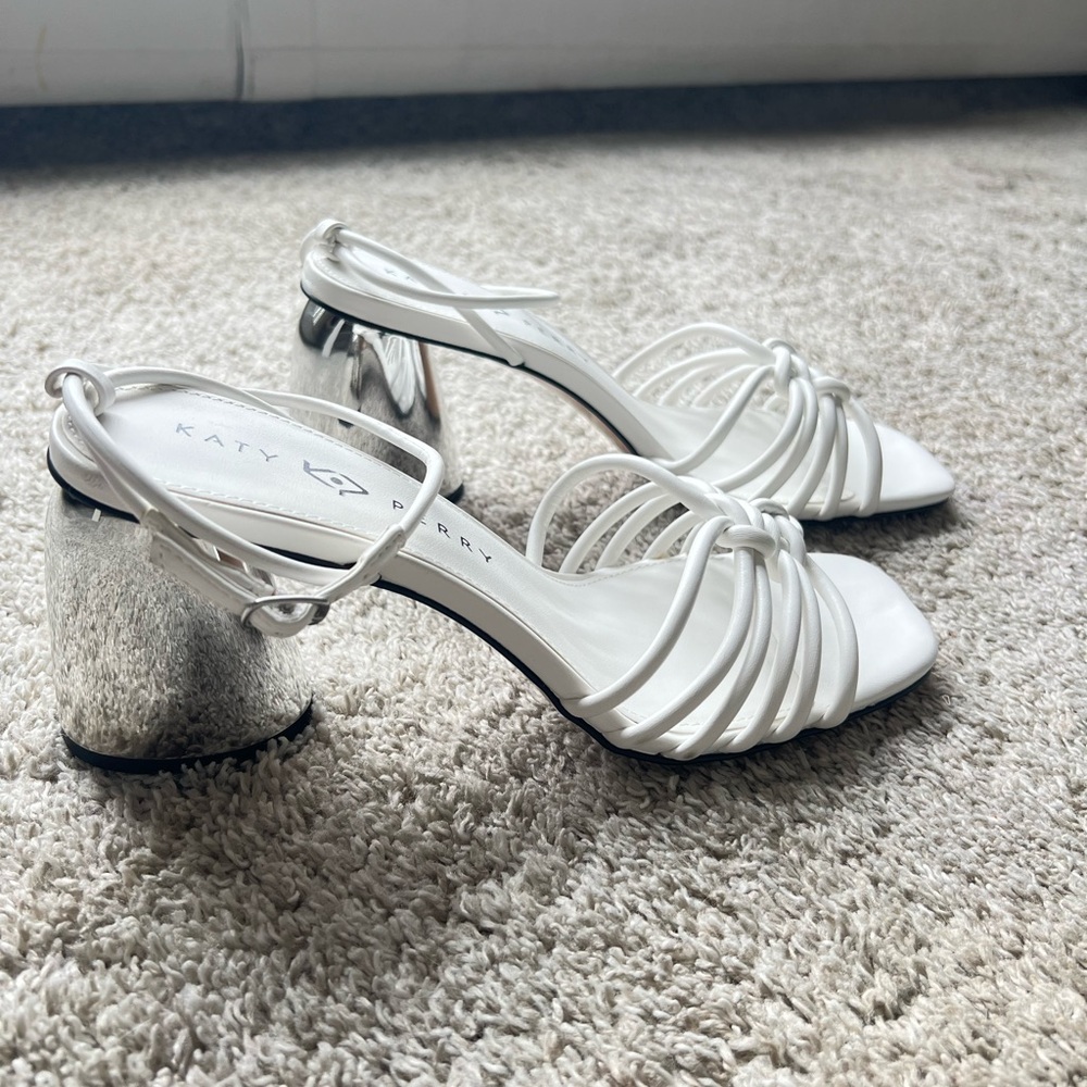 Katy Perry Collections Silver and White Strappy Heels. New without tags - Picture 5 of 7
